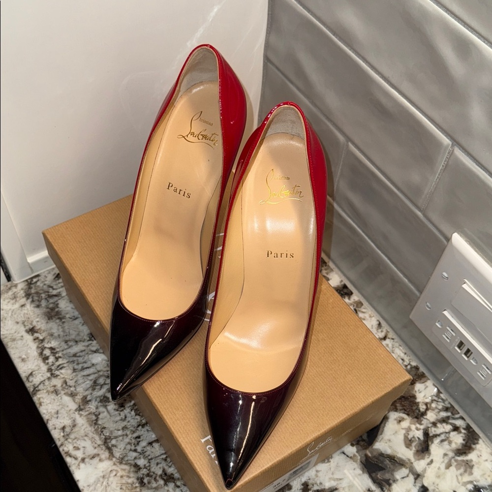 Christian Louboutin Glossy Red and Black Heels
